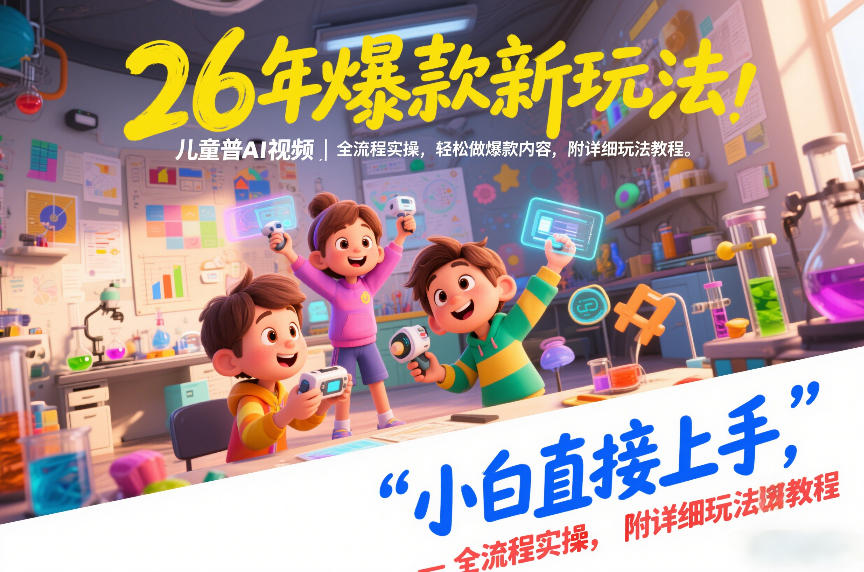 26年爆款新玩法，儿童科普AI视频，全流程实操，轻松做爆款内容，小白直接上手，附详细玩法教程-柯南聊项目