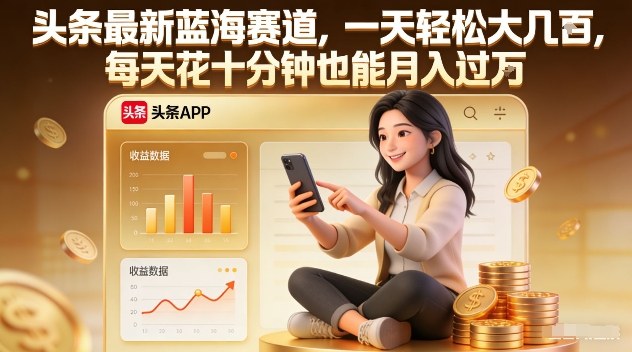 头条最新蓝海赛道，一天轻松大几张，每天花十分钟也能月入过1W【揭秘】-柯南聊项目