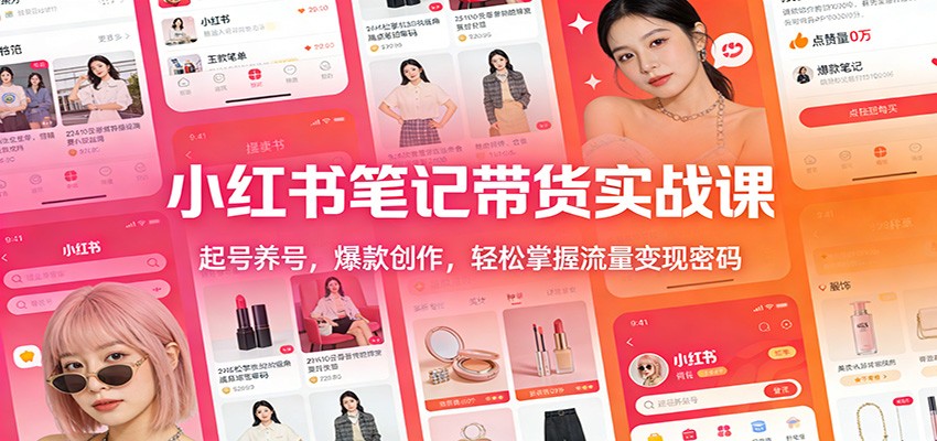 小红书笔记带货实战课：起号养号，爆款创作，轻松掌握流量变现密码-柯南聊项目