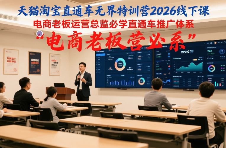 天猫淘宝直通车无界特训营2026线下课，电商老板运营总监必学直通车推广体系-柯南聊项目
