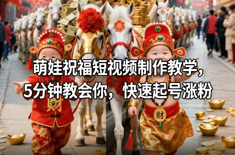萌娃祝福短视频制作教学，5分钟教会你，快速起号涨粉-柯南聊项目