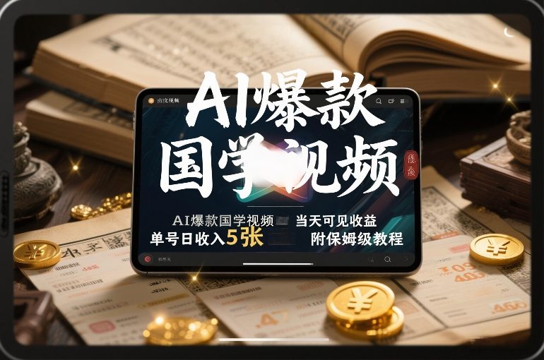 AI爆款国学视频，独家起号方法，小白直接上手，当天可见收益，单号日收入5张+附保姆级教程-柯南聊项目