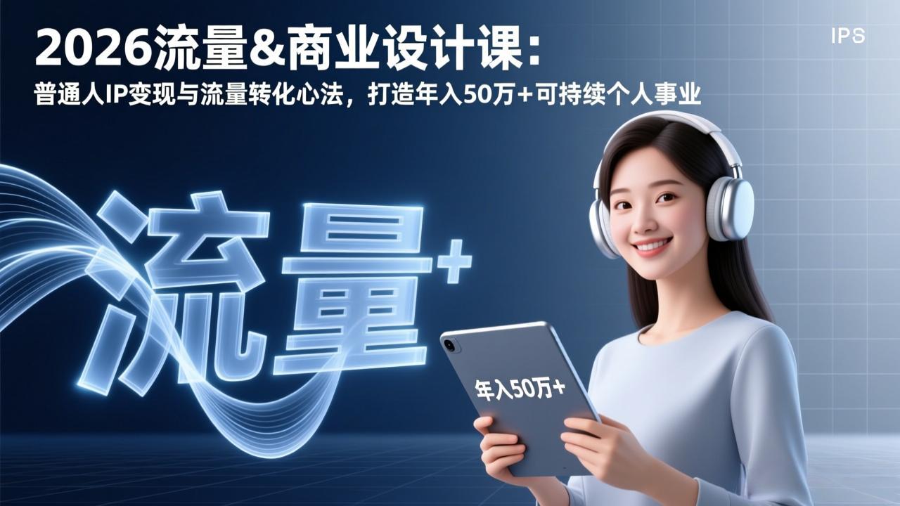 2026流量&商业设计课：普通人IP变现与流量转化心法，打造年入50万+可持续个人事业-柯南聊项目