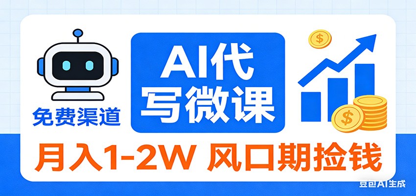 2026告别打工！AI 代写微课，提供免费渠道，月入 1-2W 风口期捡钱-柯南聊项目