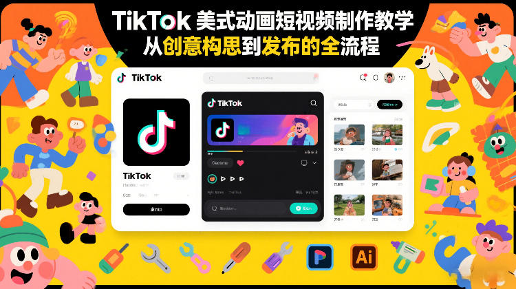 TikTok美式动画短视频制作教学，从创意构思到发布的全流程-柯南聊项目