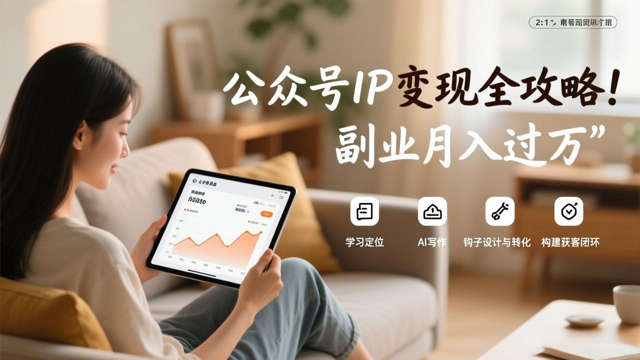 公众号IP变现全攻略，学习定位、AI写作、钩子设计与转化，构建获客闭环，副业月入过万-柯南聊项目