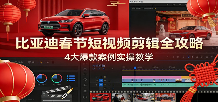 比亚迪春节短视频剪辑全攻略，4大爆款案例实操教学-柯南聊项目