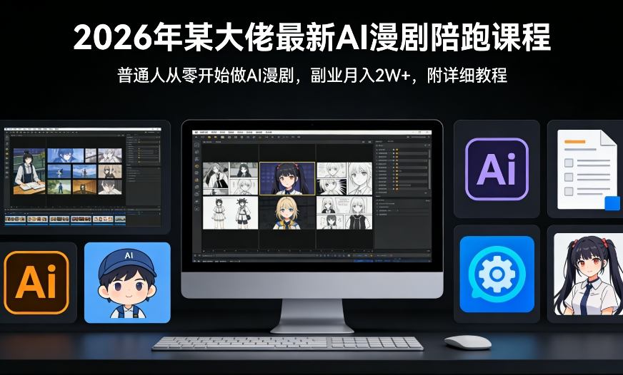 26年某大佬最新Ai漫剧陪跑课程，普通人从零开始做AI漫剧，副业月入2W+-柯南聊项目