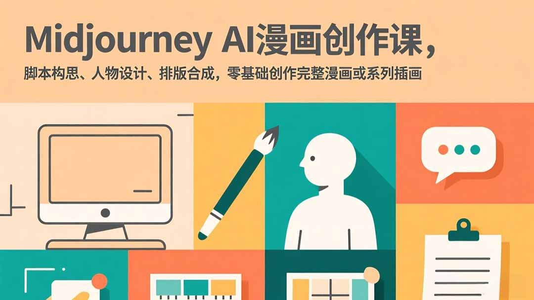 Midjourney AI漫画创作课，脚本构思、人物设计、排版合成，零基础创作完整漫画或系列插画-柯南聊项目