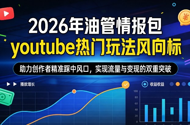 2026年油管情报包,youtube热门玩法风向标,助力创作者精准踩中风口,实现流量与变现的双重突破