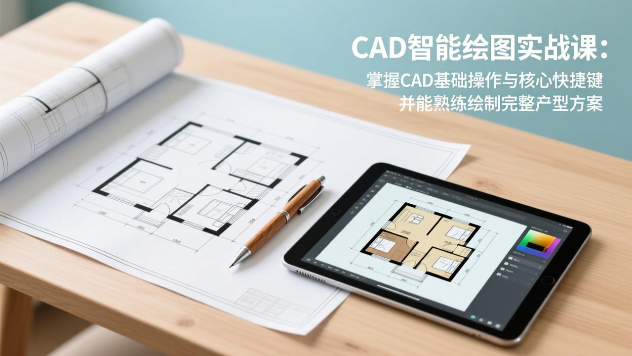 CAD智能绘图实战课：掌握CAD基础操作与核心快捷键，并能熟练绘制完整户型方案-柯南聊项目