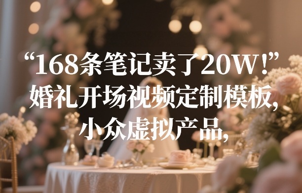 168条笔记卖了20W！婚礼开场视频定制模板，小众虚拟产品-柯南聊项目