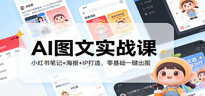 AI图文实战课：小红书笔记+海报+IP打造，零基础一键出图-柯南聊项目