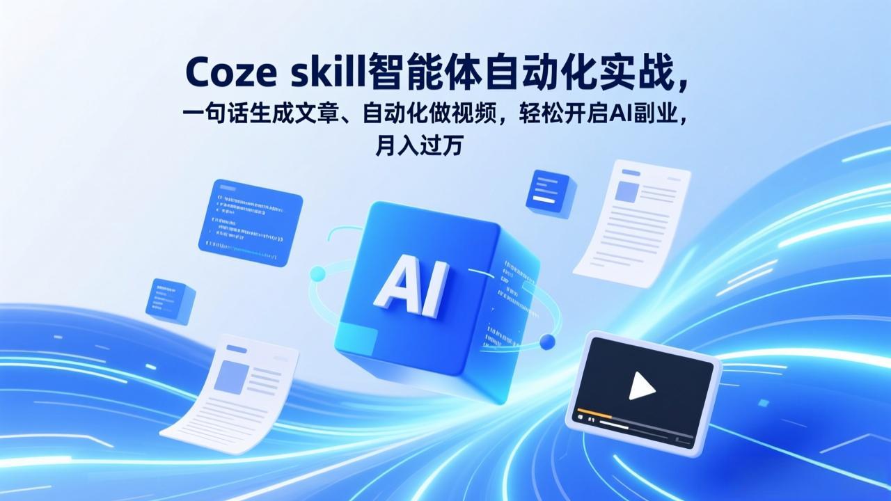 Coze skill智能体自动化实战，一句话生成文章、自动化做视频，轻松开启AI副业，月入过万-柯南聊项目