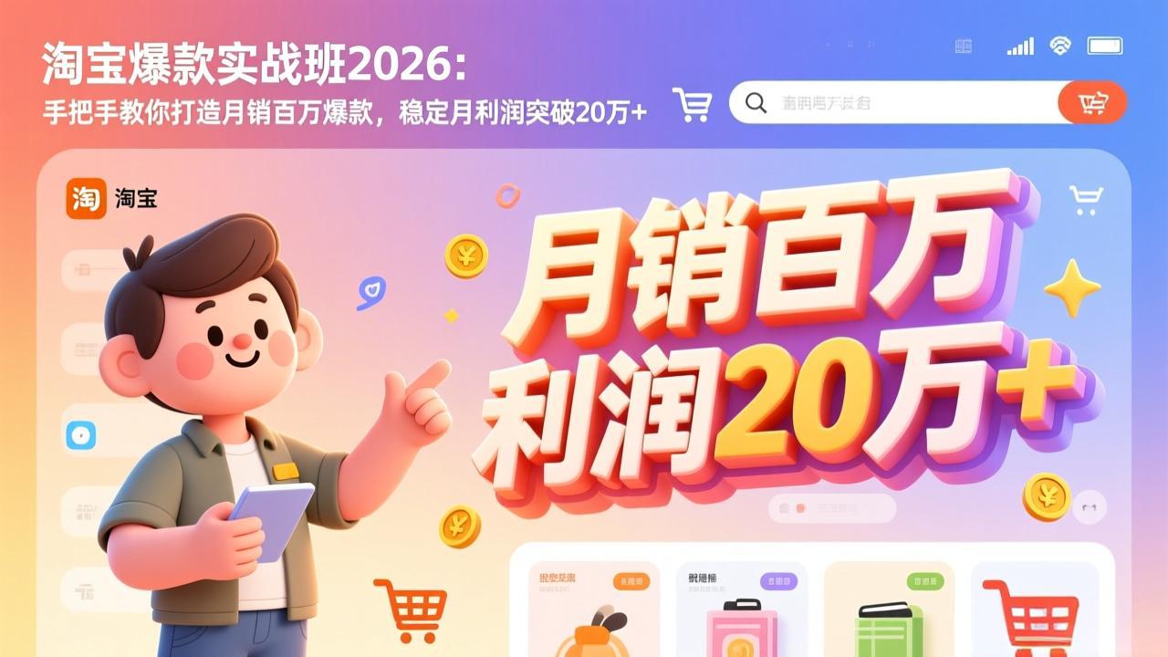 淘宝爆款实战班-2026年2月更新：手把手教你打造月销百万爆款，稳定月利润突破20万+-柯南聊项目