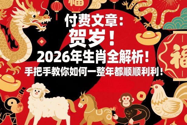 付费文章：贺岁！2026年生肖全解析！手把手教你如何一整年都顺顺利利！-柯南聊项目
