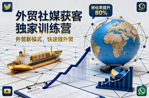 外贸社媒获客独家训练营，外贸新模式，快速做外贸(更新26年2月)-柯南聊项目