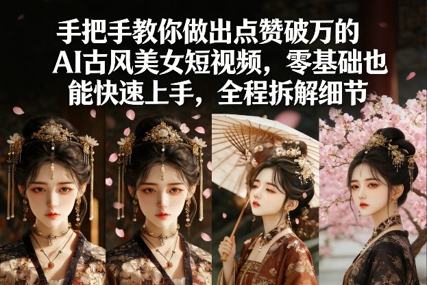 手把手教你做出点赞破万的AI古风美女短视频，零基础也能快速上手，全程拆解细节-柯南聊项目