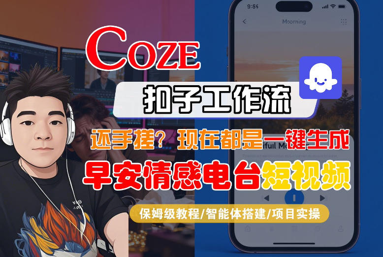 【Coze工作流搭建实操教程】【coze】早安情感电台日签视频还在手动做？用扣子工作流自动生成，省时90%-柯南聊项目