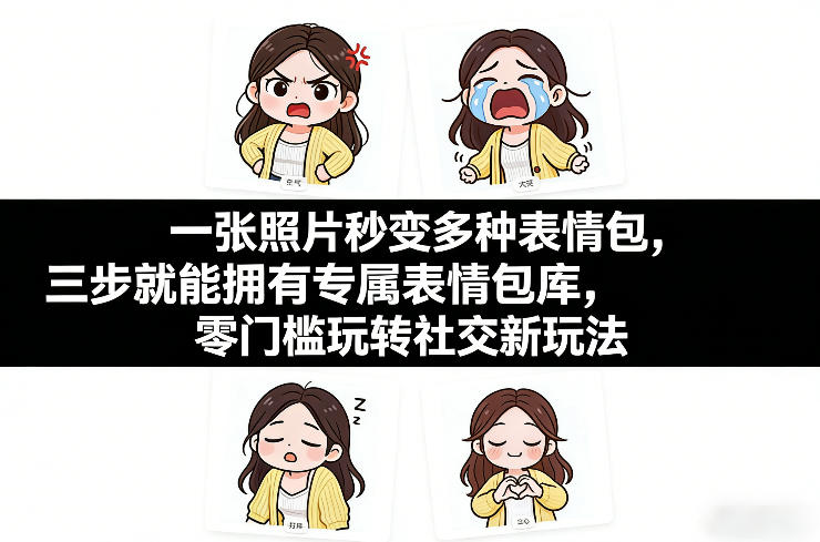 一张照片秒变多种表情包，三步就能拥有专属表情包库，零门槛玩转社交新玩法【文档】-柯南聊项目