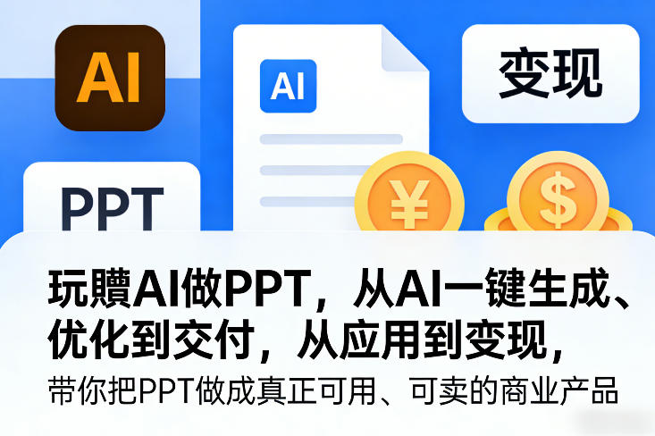 玩賺AI做PPT，从AI一键生成、优化到交付，从应用到变现，带你把PPT做成真正可用、可卖的商业产品-柯南聊项目