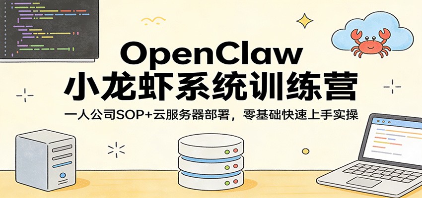 OpenClaw小龙虾系统训练营：一人公司SOP，云服务器部署，零基础快速上手实操-柯南聊项目