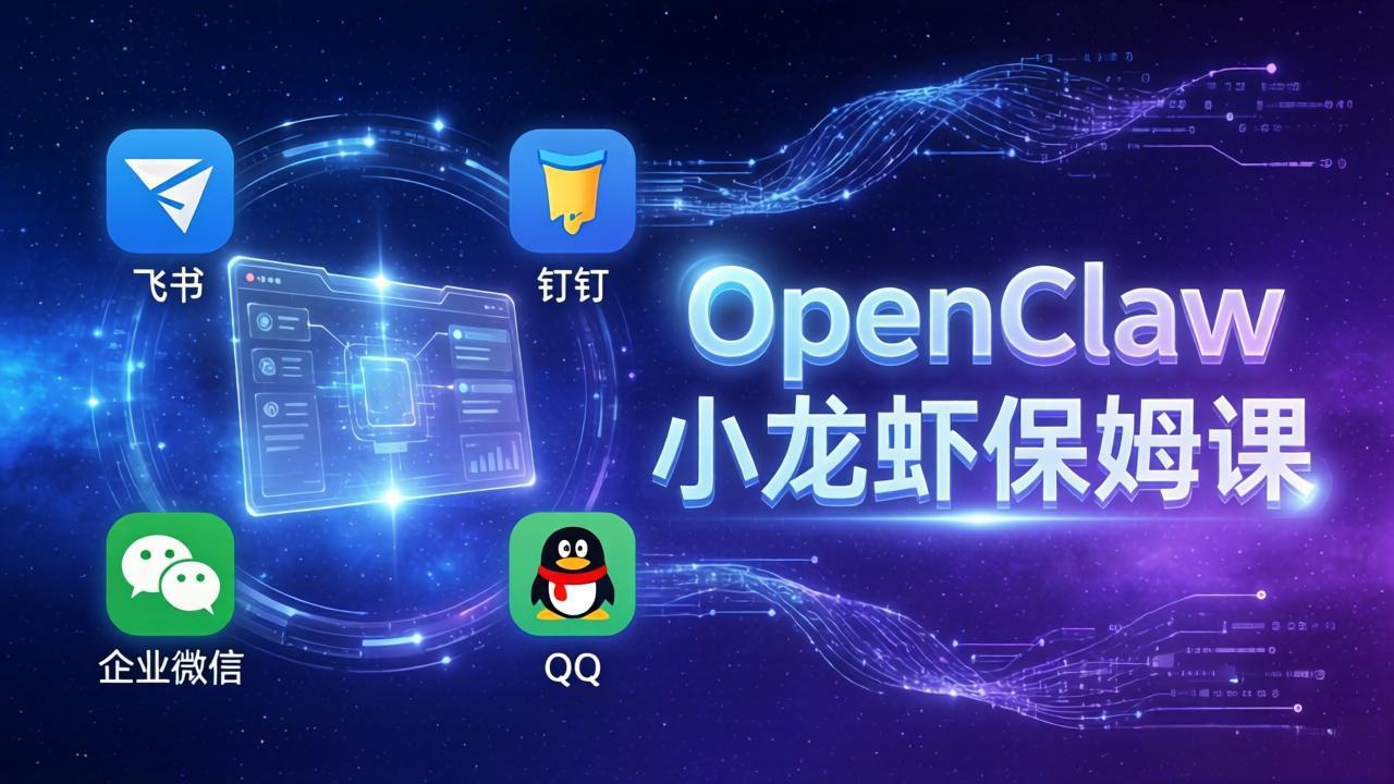 OpenClaw小龙虾保姆课： Windows/macOS/Linux/Docker全系统安装，飞书+钉钉+企业微信+QQ 全接入-柯南聊项目