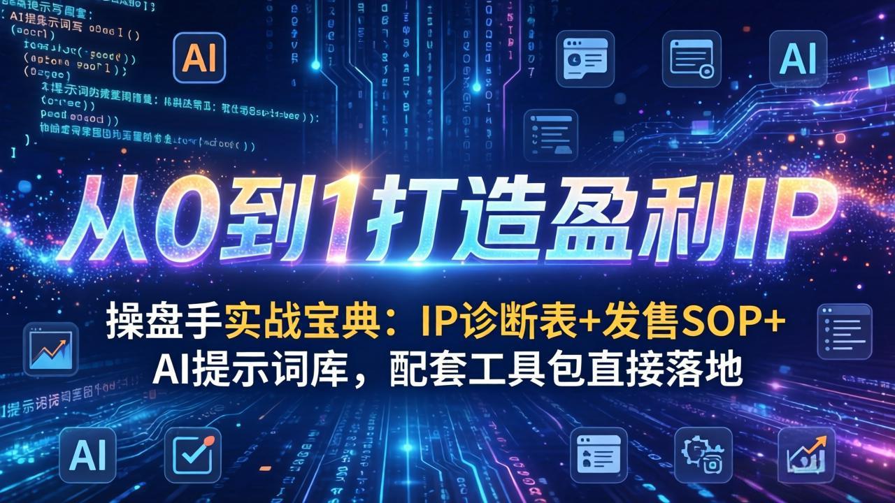 操盘手实战宝典：IP诊断表+发售SOP+AI提示词库，配套工具包直接落地，从0到1打造盈利IP-柯南聊项目