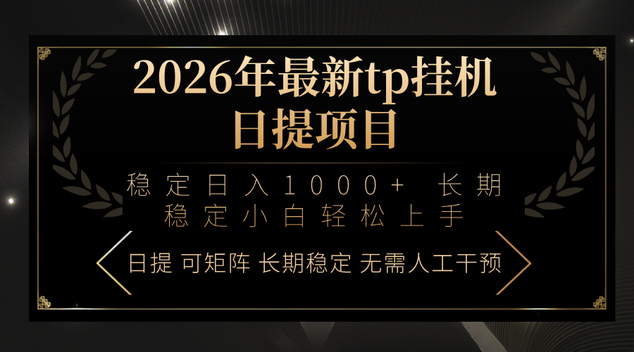 2026年最新tp挂机日提项目：稳定日入1000+小白轻松上手-柯南聊项目