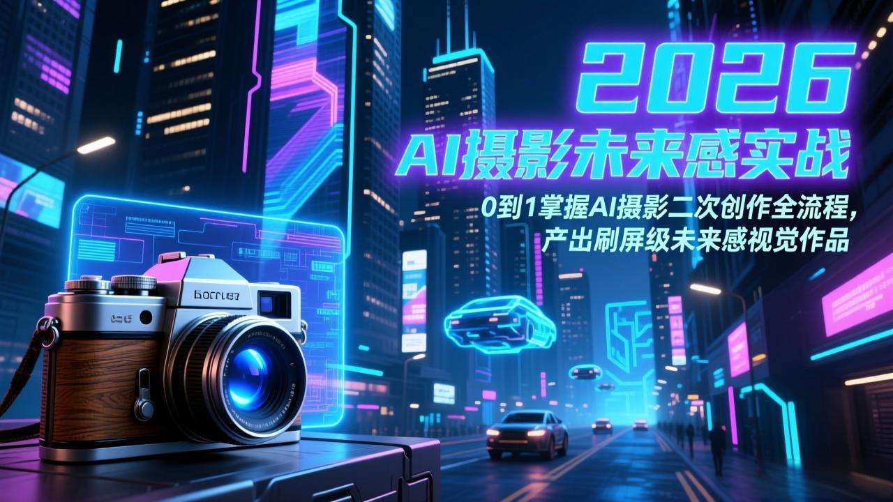2026 AI摄影未来感实战：0到1掌握AI摄影二次创作全流程，产出刷屏级未来感视觉作品-柯南聊项目