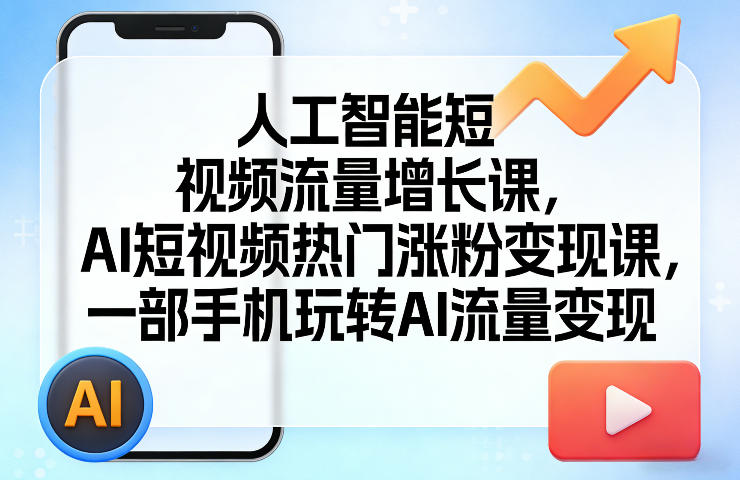 人工智能短视频流量增长课，AI短视频热门涨粉变现课，一部手机玩转AI流量变现-柯南聊项目