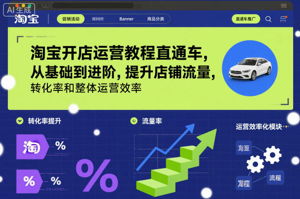 淘宝开店运营教程直通车，从基础到进阶，提升店铺流量，转化率和整体运营效率(更新26年3月)-柯南聊项目