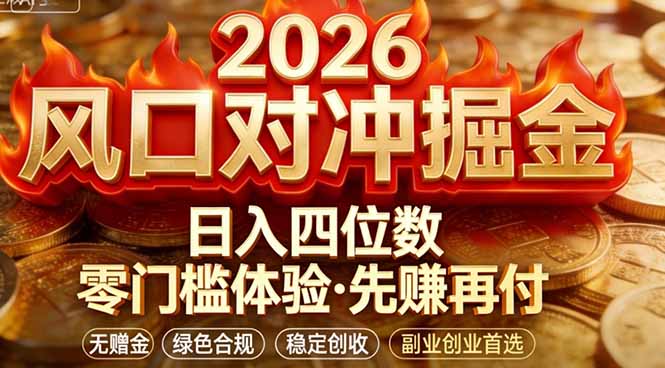 2026美金对冲套利，无赠金对冲策略保驾护航，低门槛易上手实操。单人单日收益2000+-柯南聊项目