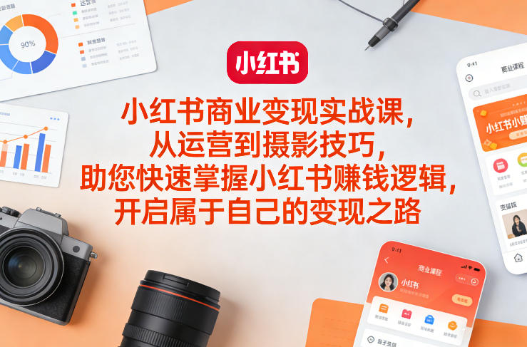 小红书商业变现实战课，从运营到摄影技巧，助您快速掌握小红书賺钱逻辑，开启属于自己的变现之路-柯南聊项目