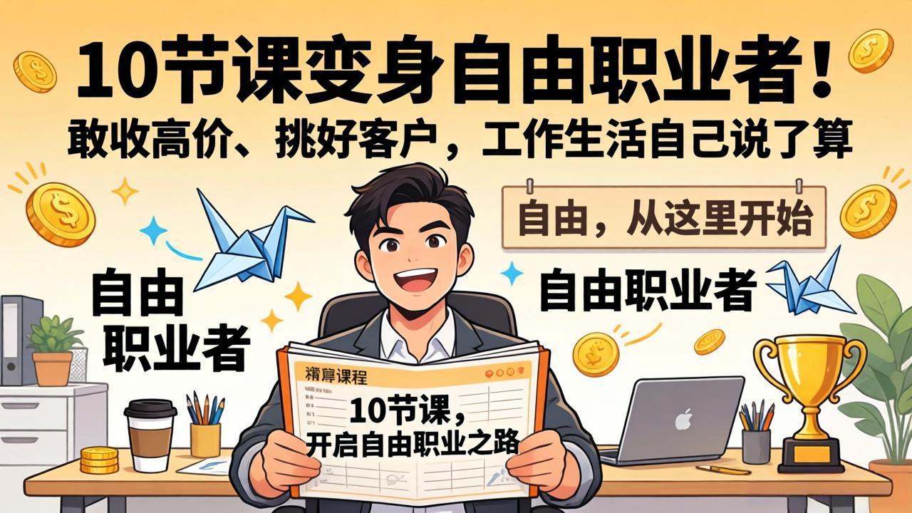 10 节课变身自由职业者！敢收高价、挑好客户，工作生活自己说了算-柯南聊项目
