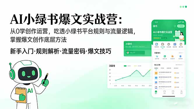 AI 小绿书爆文实战营：从0学创作运营，吃透小绿书平台规则与流量逻辑，掌握爆文创作底层方法-柯南聊项目
