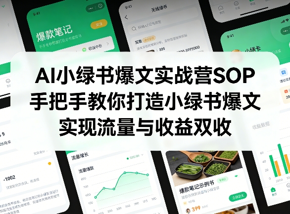 AI小绿书爆文实战营SOP，手把手教你打造小绿书爆文，实现流量与收益双收-柯南聊项目