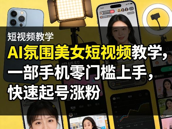 AI氛围美女短视频教学，一部手机零门槛上手，快速起号涨粉-柯南聊项目