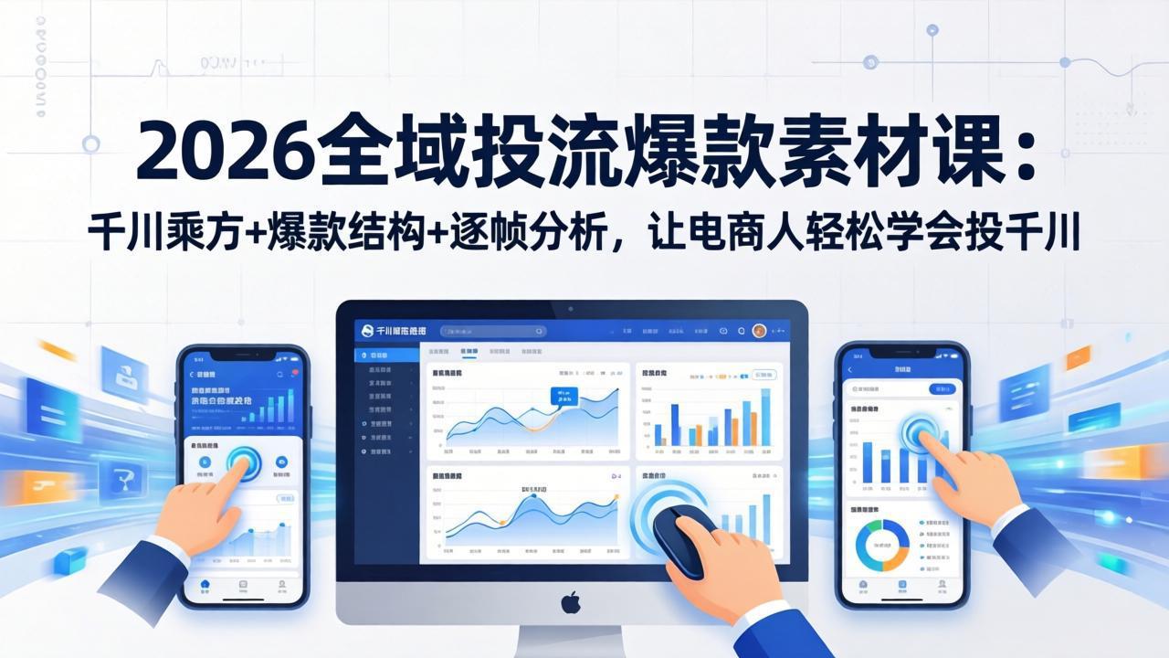 2026全域投流爆款素材课：千川乘方+爆款结构+逐帧分析，让电商人轻松学会投千川-柯南聊项目