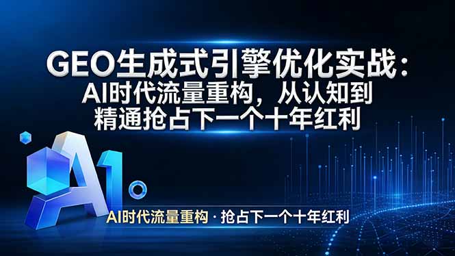 GEO 生成式引擎优化实战：AI时代流量重构，从认知到精通抢占下一个十年红利-柯南聊项目