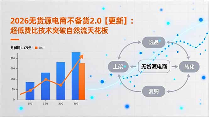 2026无货源电商不备货2.0【更新-3月】：超低费比技术突破自然流天花板，单店月利润1-3万元-柯南聊项目