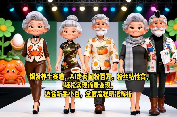 银发养生赛道，AI走秀圈粉百万，粉丝粘性高，轻松实现流量变现，适合新手小白，全套流程玩法解析-柯南聊项目