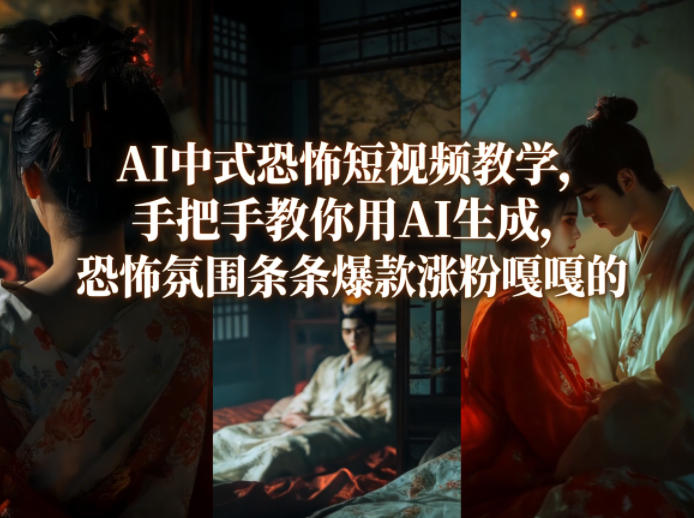 AI中式恐怖短视频教学，手把手教你用AI生成，恐怖氛围条条爆款涨粉嘎嘎的-柯南聊项目