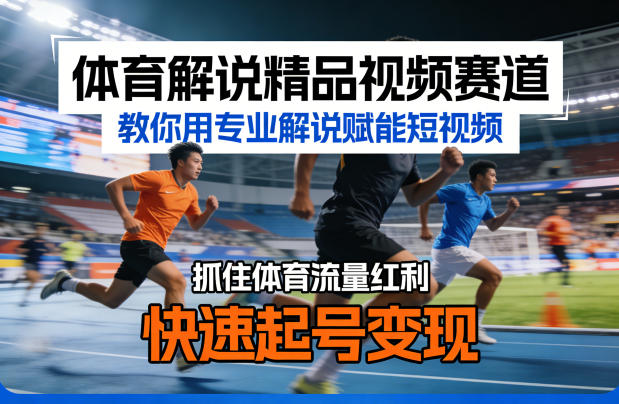 体育解说精品视频赛道，教你用专业解说赋能短视频，抓住体育流量红利，快速起号变现-柯南聊项目