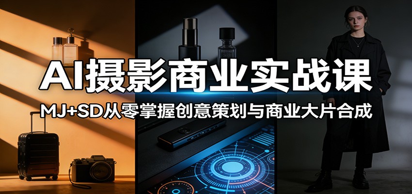 AI摄影商业实战课：MJ+SD从零掌握创意策划与商业大片合成-柯南聊项目