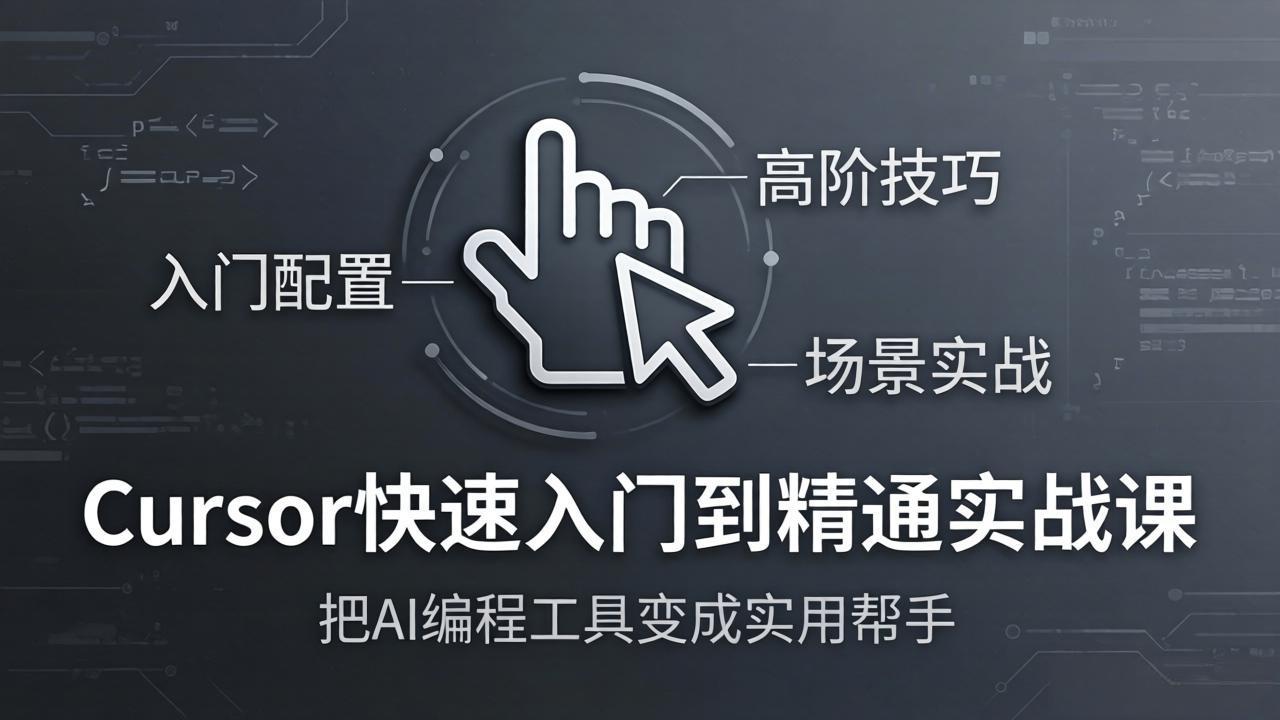 Cursor快速入门到精通实战课：入门配置+高阶技巧+场景实战，把AI编程工具变成实用帮手-柯南聊项目