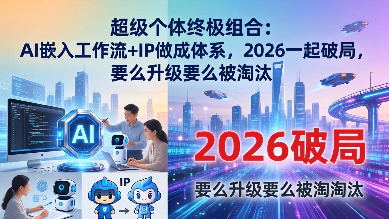 超级个体终极组合：AI嵌入工作流+IP做成体系，2026一起破局，要么升级要么被淘汰-柯南聊项目