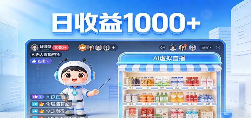 不用露脸不用说话，24小时自动卖货赚钱，全天自动直播，收益看得见-柯南聊项目