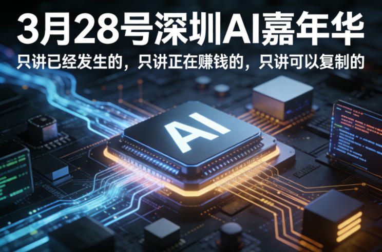 3月28号深圳AI嘉年华，只讲已经发生的，只讲正在賺钱的，只讲可以复制的-柯南聊项目