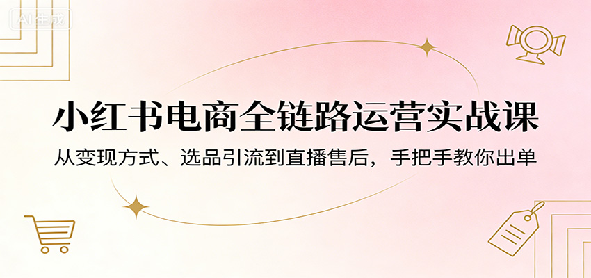 小红书电商全链路运营实战课：从变现方式、选品引流到直播售后，手把手教你出单-柯南聊项目